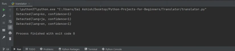 Using Googletrans to detect the languages