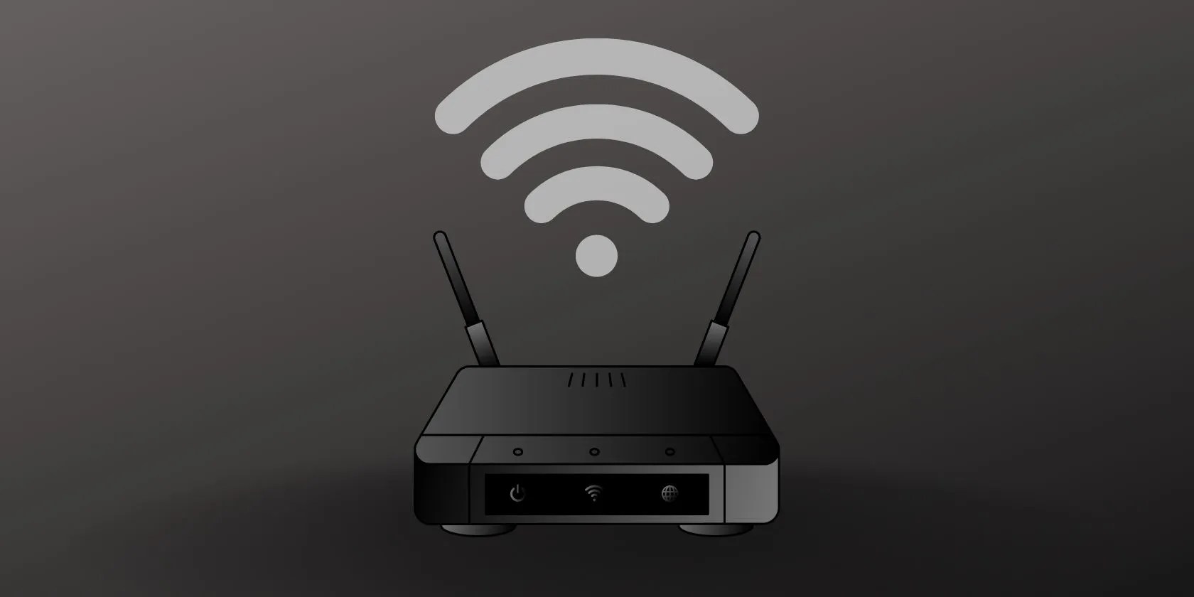 Router and Wi-Fi symbol seen on black background