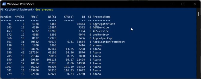 get process powershell command