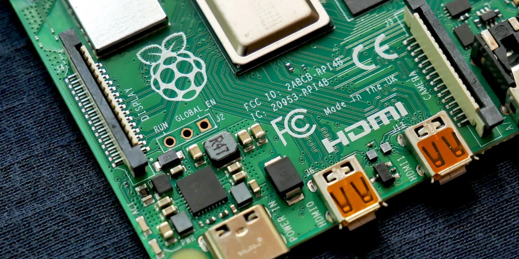 Close-up of raspberry pi 4 b board