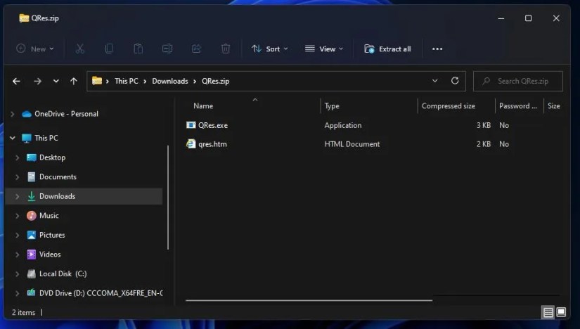 The Extract all button