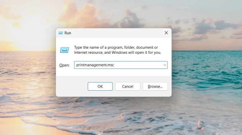 Open Print Management Using Run Commnd