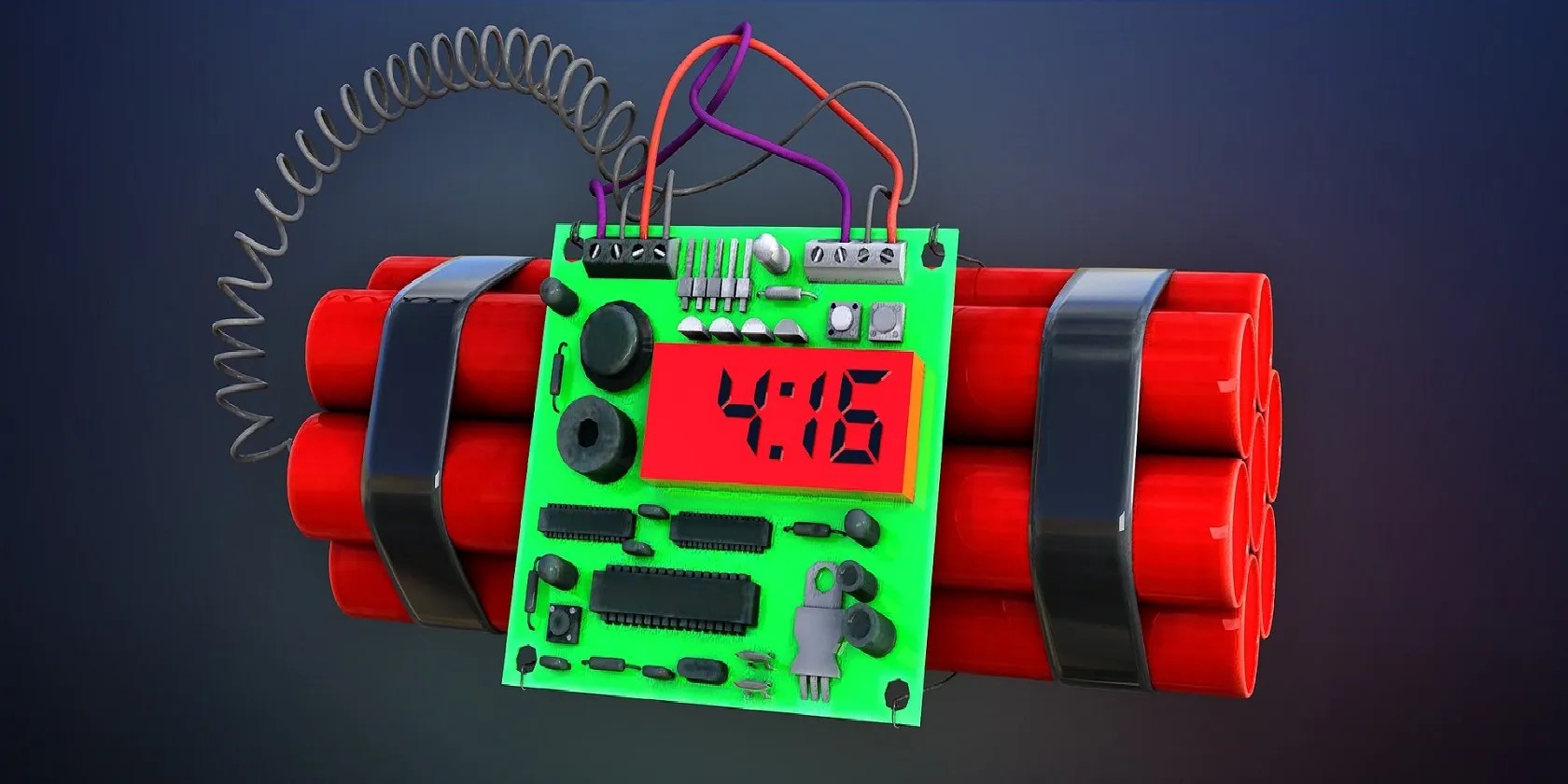 A bomb rigged to explode in four minute 16 seconds