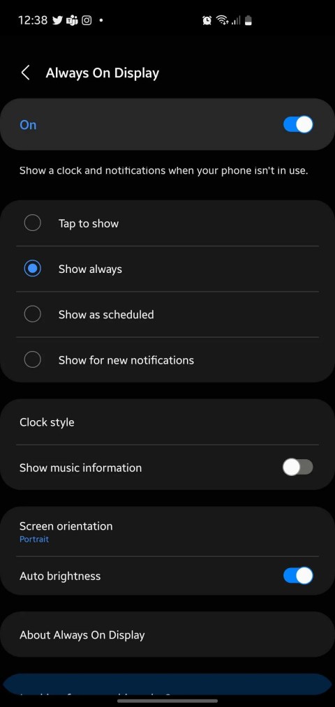 Always On Display app’s Display mode settings