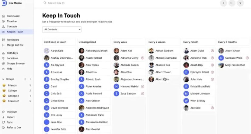 Dex is the most powerful personal CRM app to manage contacts and interactions, and get reminders to stay in touch with people
