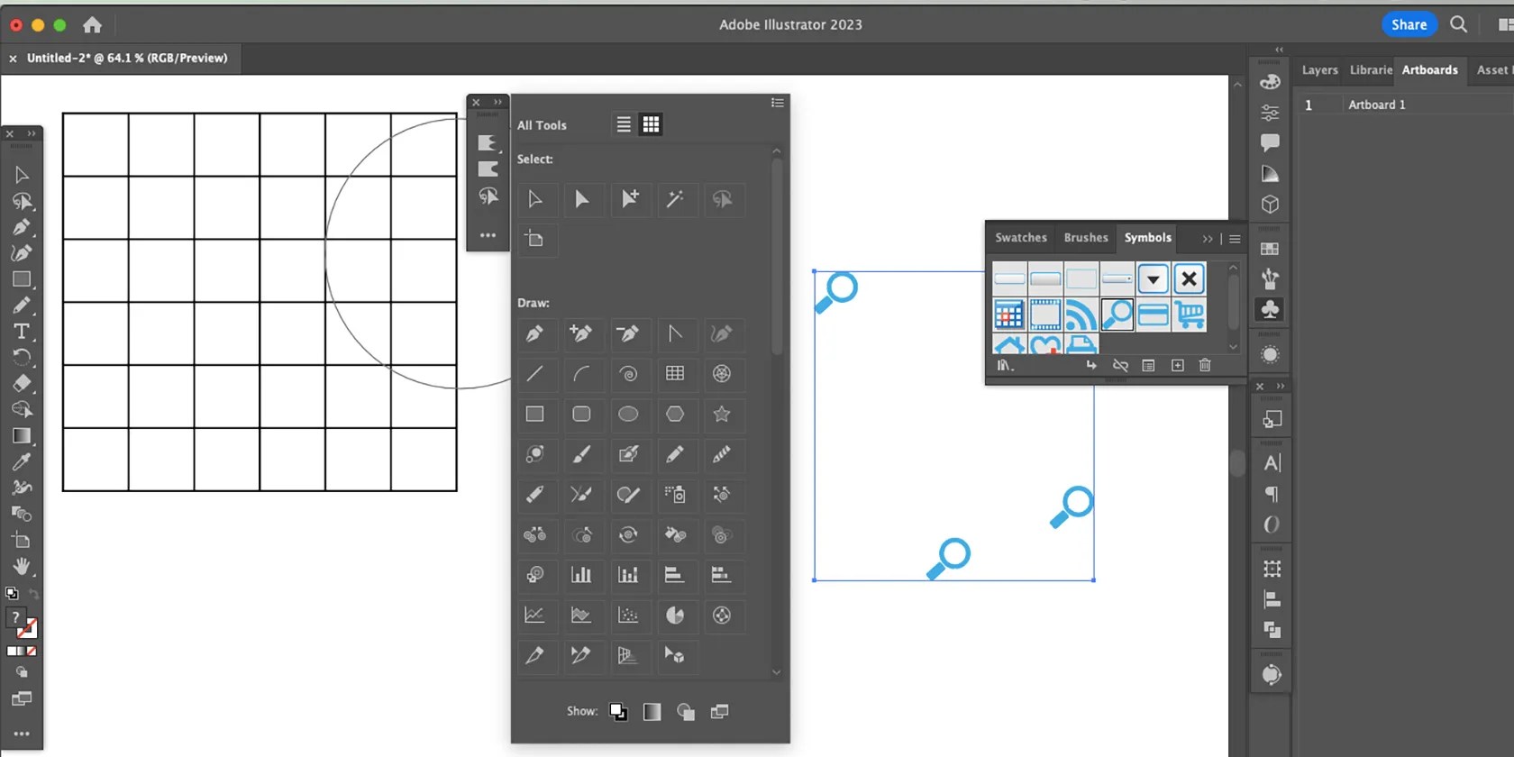 Illustrator second toolbar with extra tools.