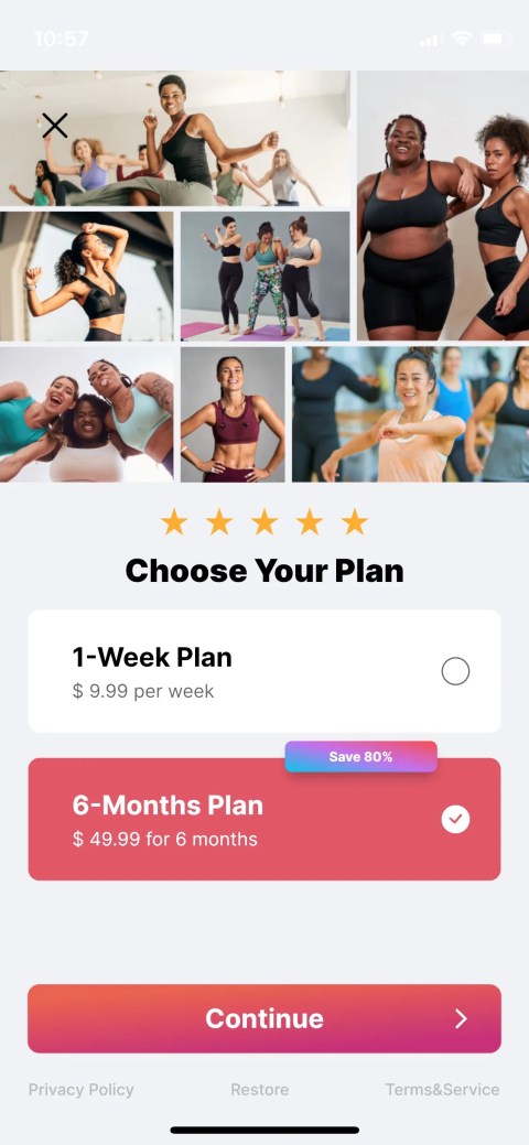 Screenshot of Everdance App subscription plan