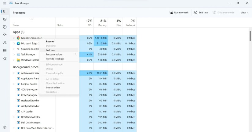 Ending a process in Windows Task Manager App