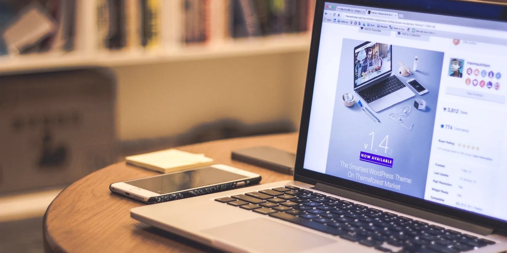 A laptop showing a generic WordPress theme