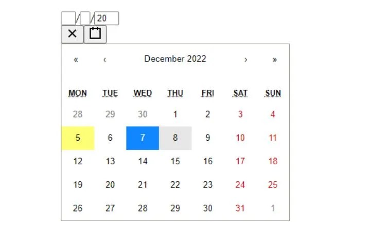 react app with date picker using react-date-picker