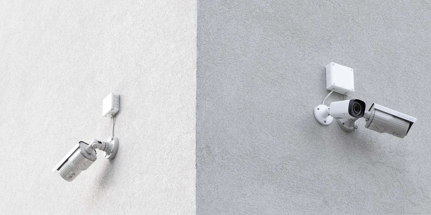 Two CCTV cameras looking in opposite directions