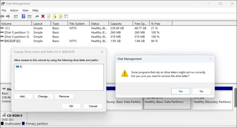 Hide a Drive Using Disk Management