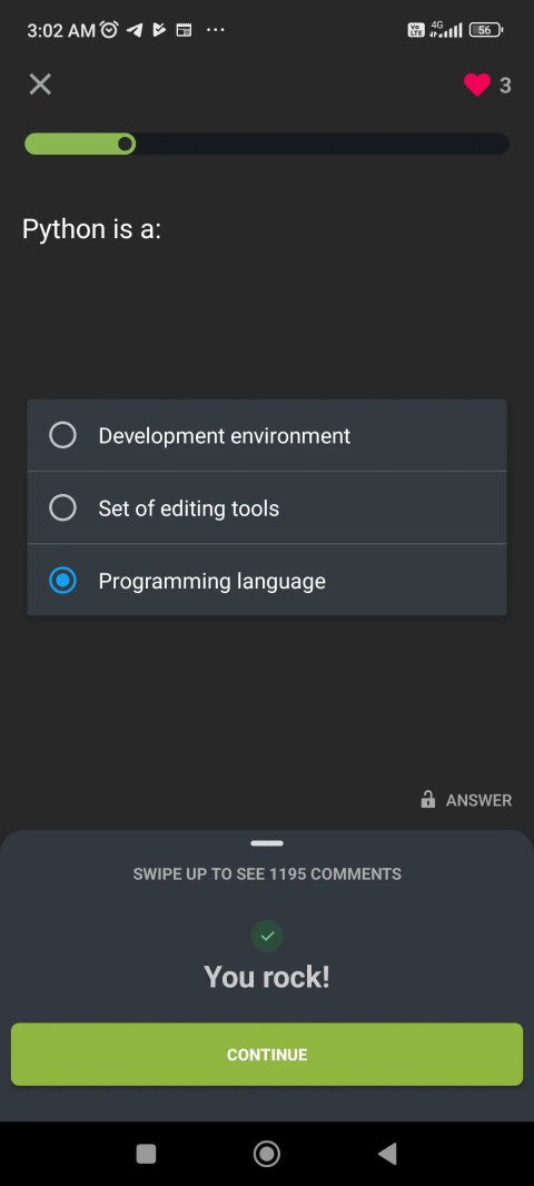Python Lesson in Sololearn app