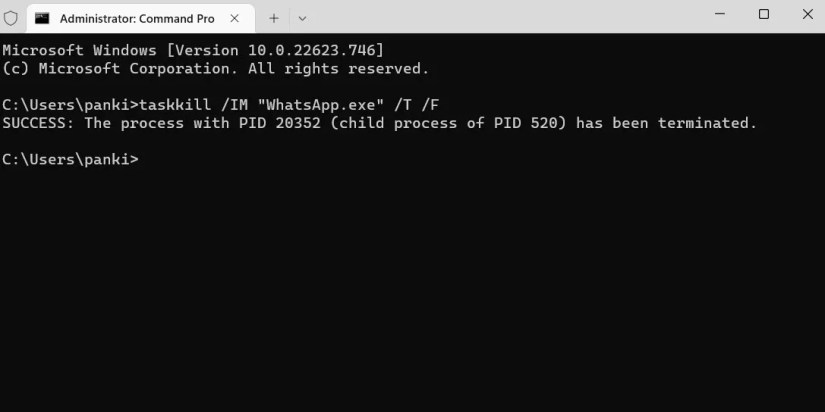 Terminate Process With Taskkill Command