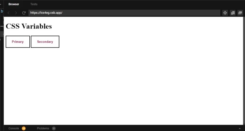 screenshot of two buttons styled color red with CSS