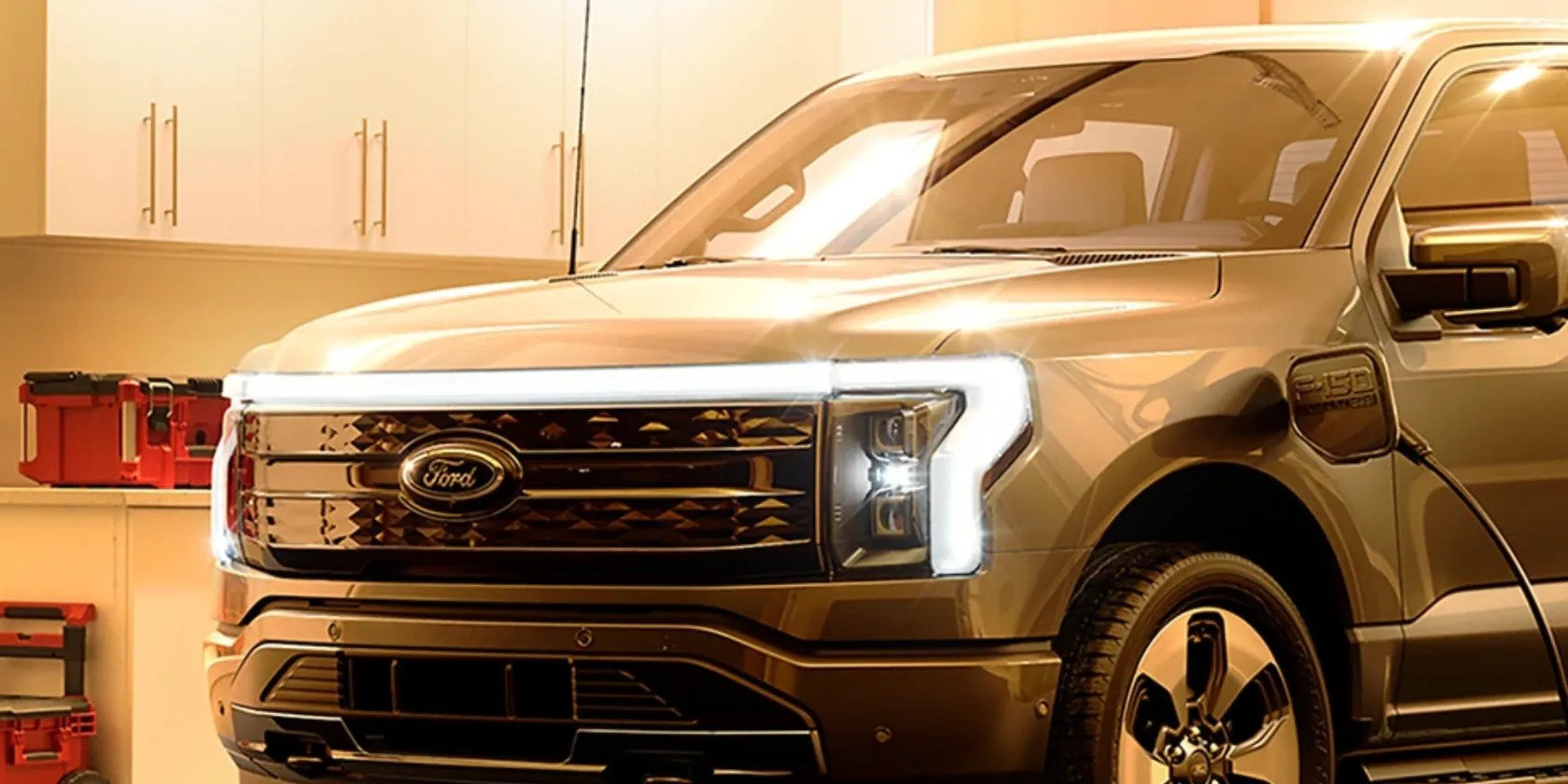 Ford F150 Lightning in Garage