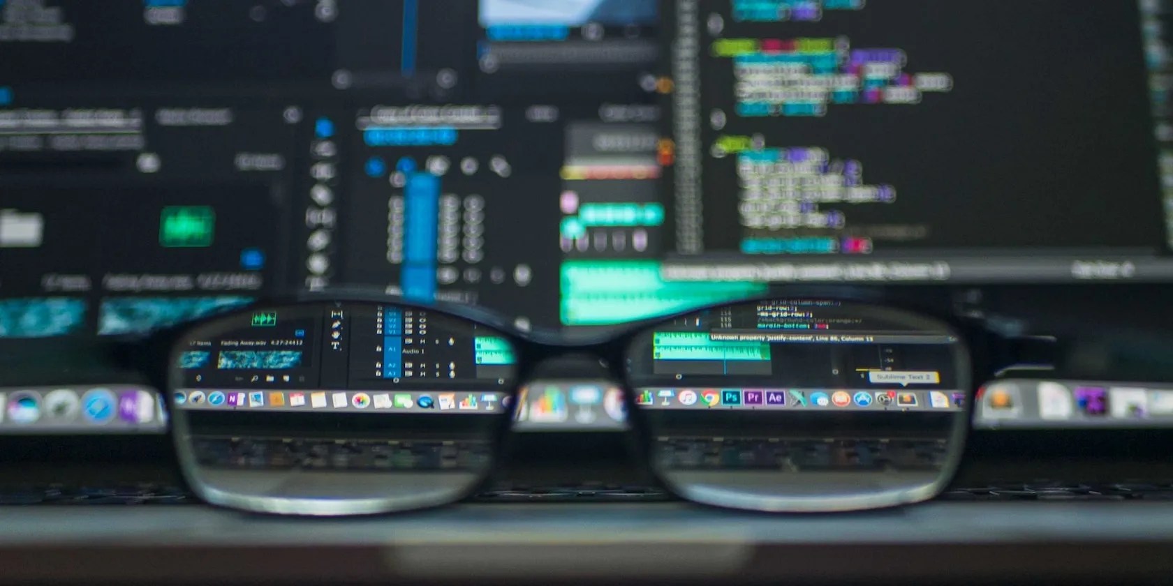 A Pair of Glasses in Front of a Computer Screen