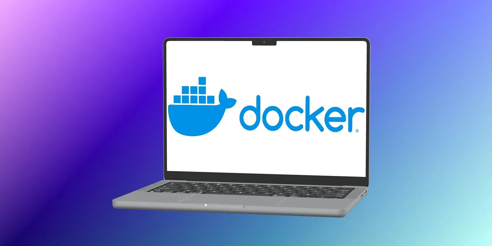 mockup of a macbook runing docker