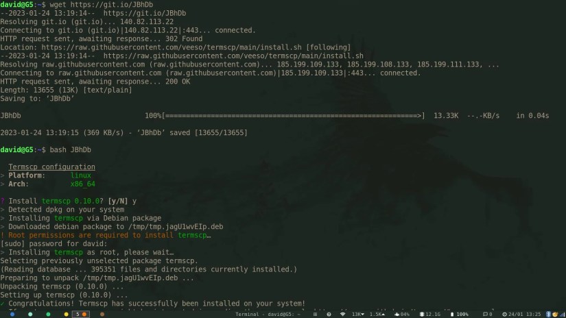 install termscp on ubuntu using script