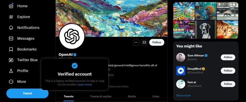 screenshot of Twitter account showing verification source