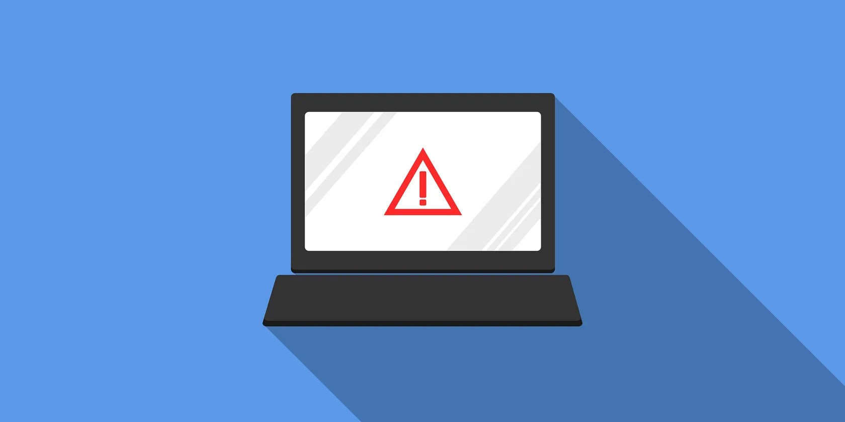 White Computer Screen Showing a Red Triangle with an Exclamtion Mark Inside