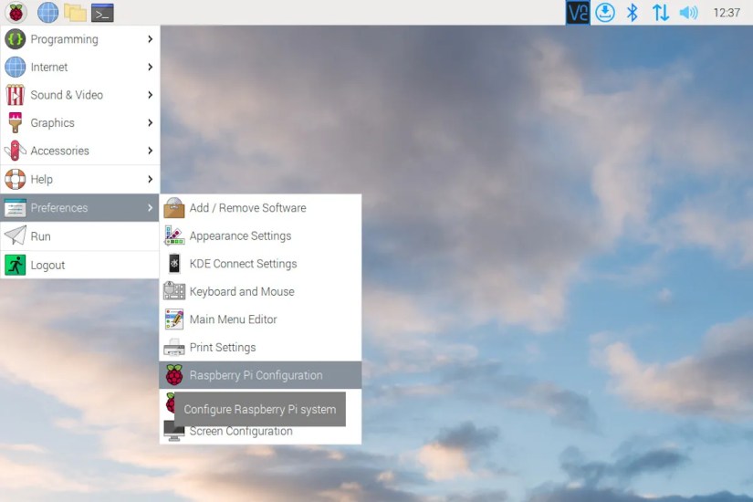Selecting Raspberry Pi Configuration from the Preferences menu