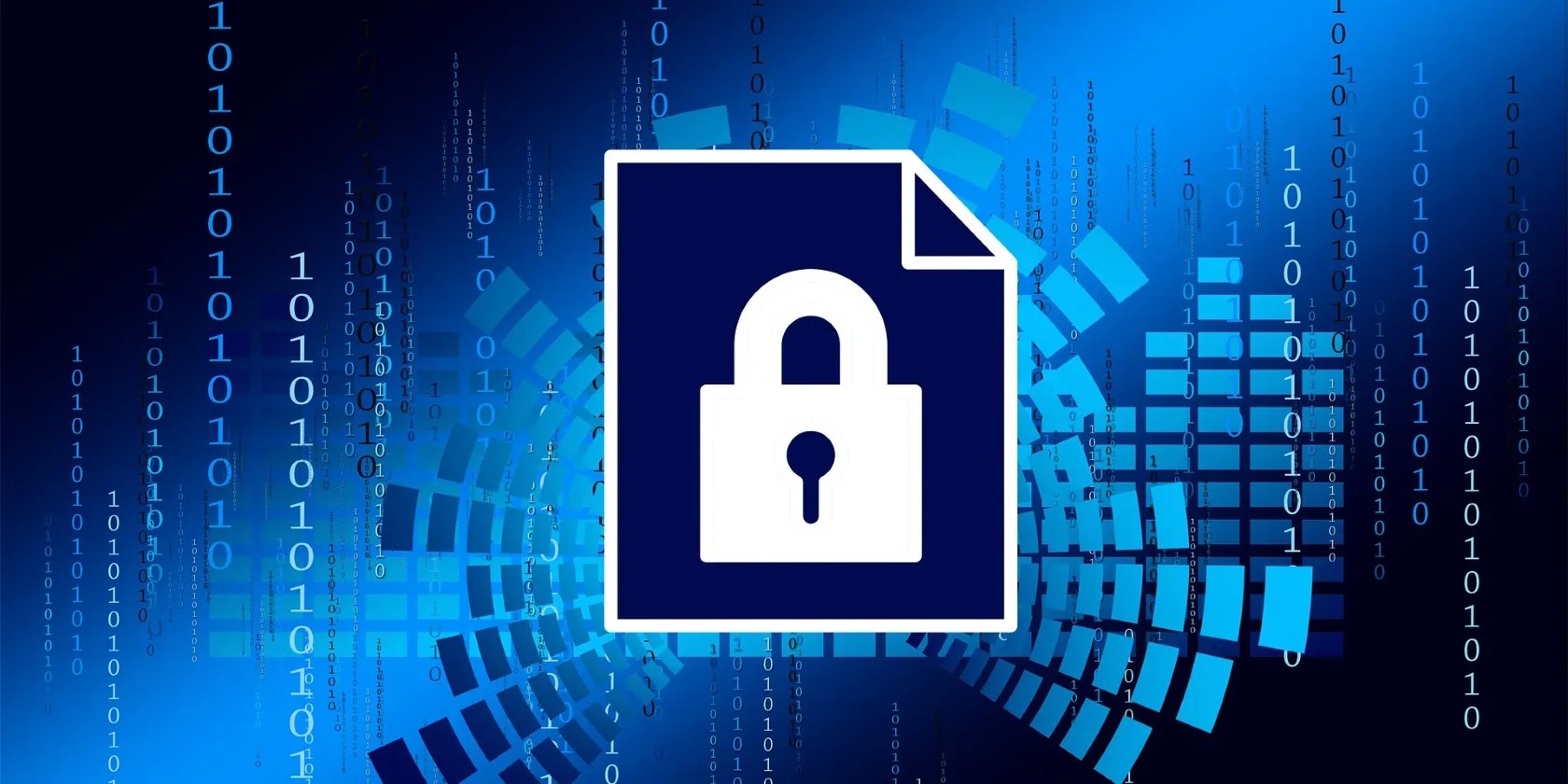 A lock on a screen with binary numbers