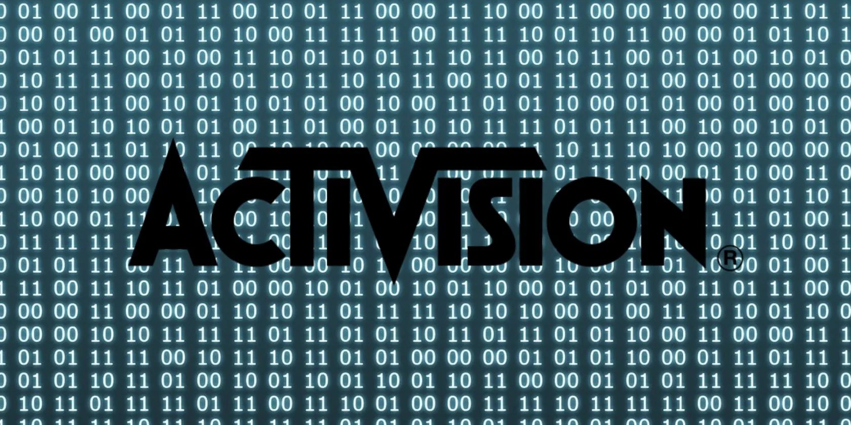 activision logo on binary code background