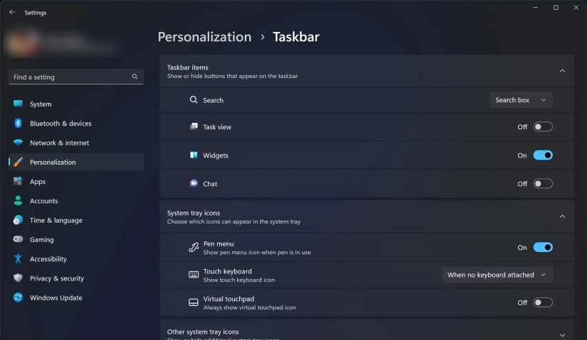Enable Widgets from Settings