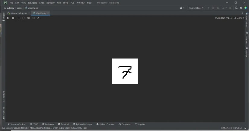 a preprocessed image containing digit 7