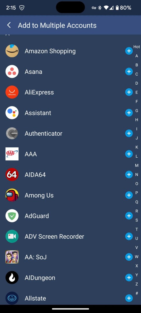 The multiple accounts page of Multiple Accounts: Dual Space