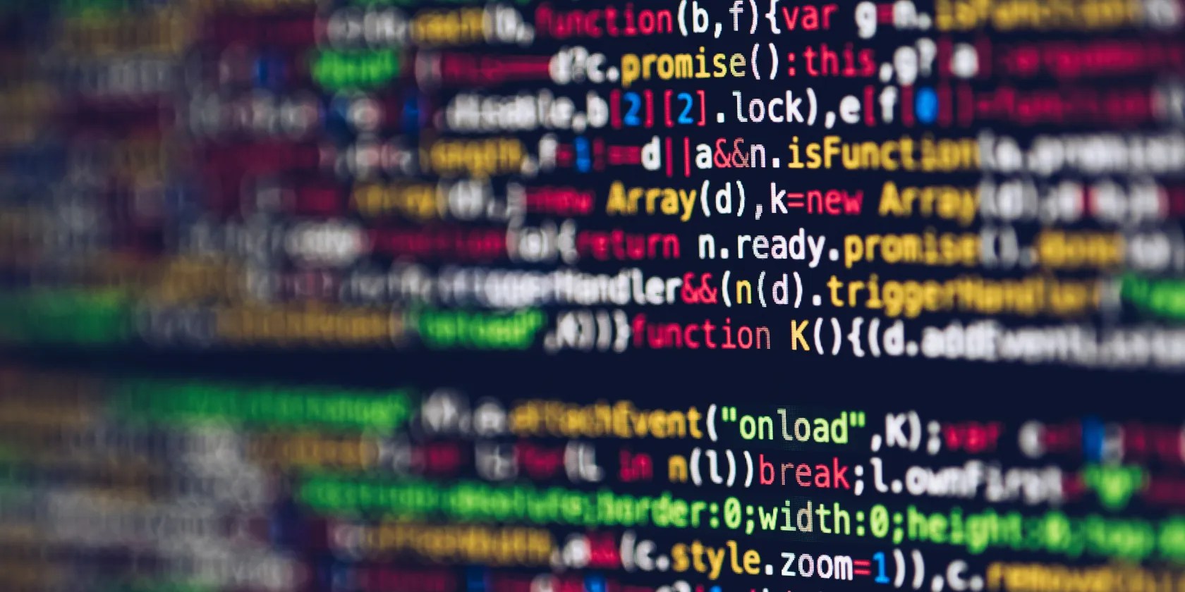 Screen full of code with a blurring effect