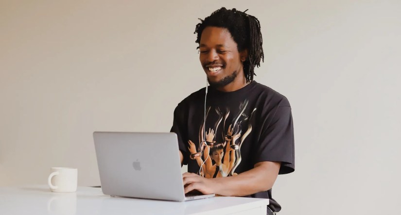 Black Man Working on a Laptop