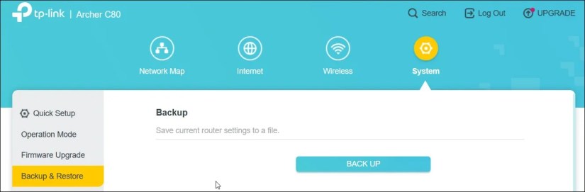 tp link archer backup configuration setting file