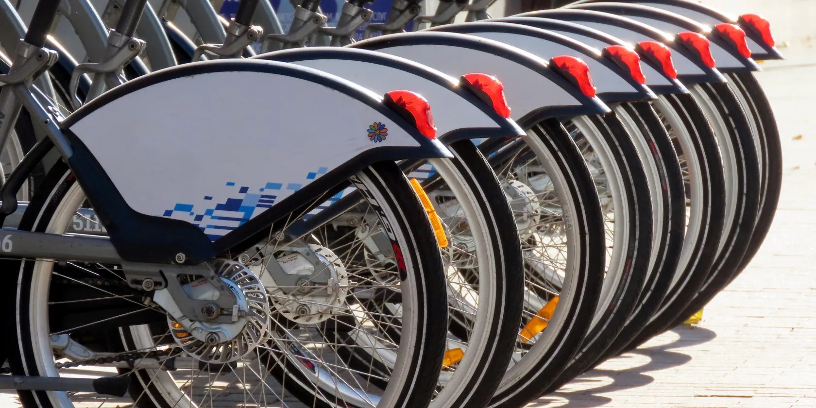 Photo of a row of shared bikes