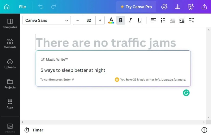 Canva Docs Magic write