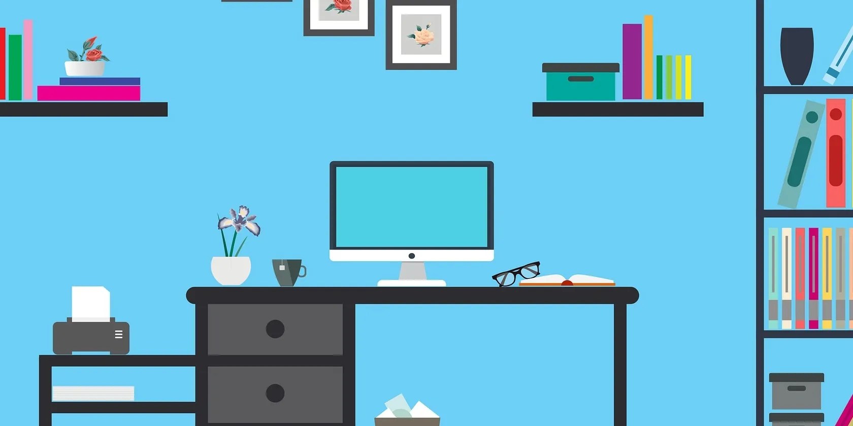 computer office illustration