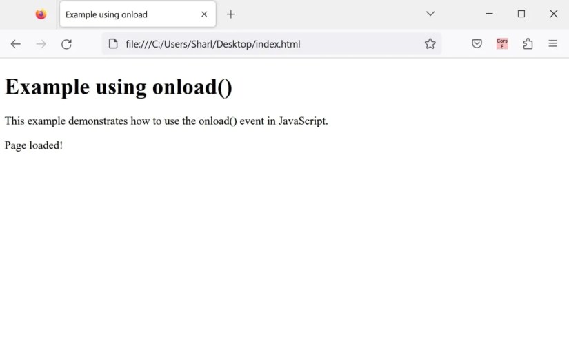 HTML page loaded in browser