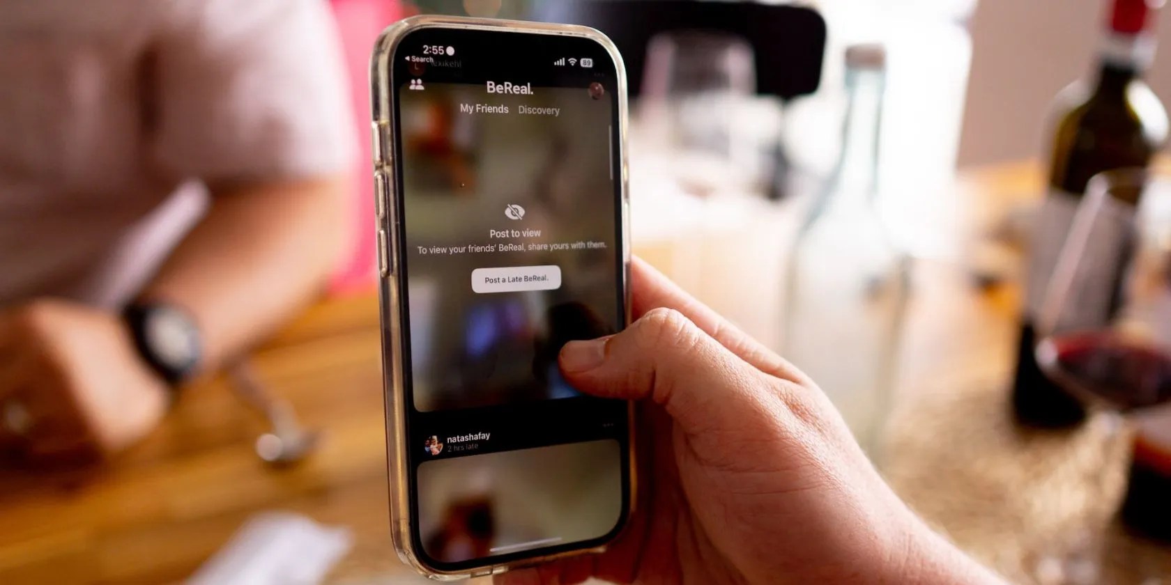 Person using BeReal social media app