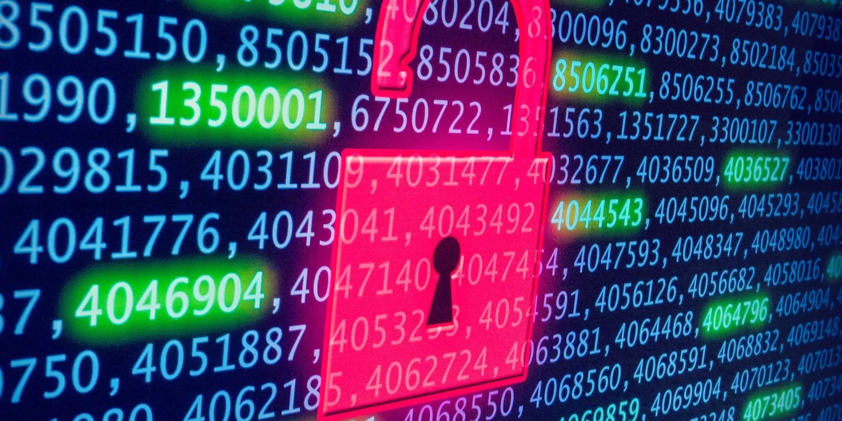 computer code behind red unlocked padlock