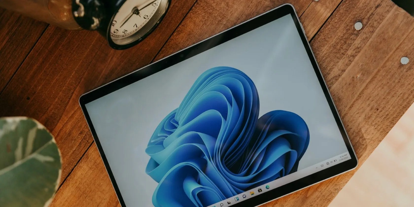 Windows 11 tablet on a table