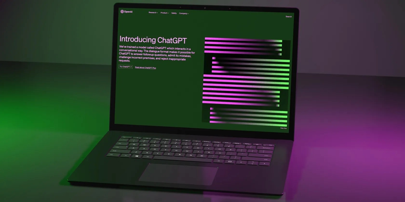 A laptop sitting on a flat surface with ChatGPT open