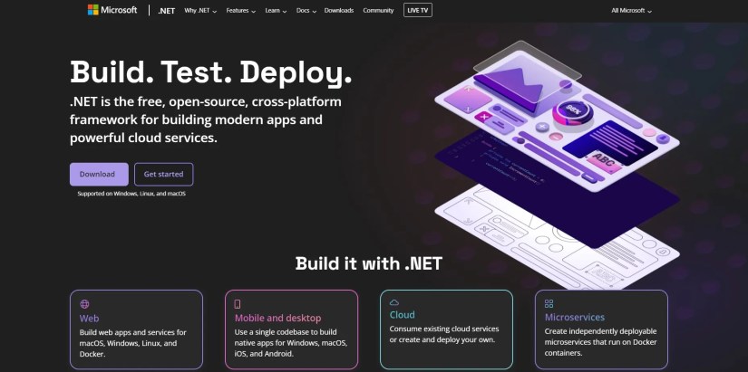 ASP.NET official website screenshot