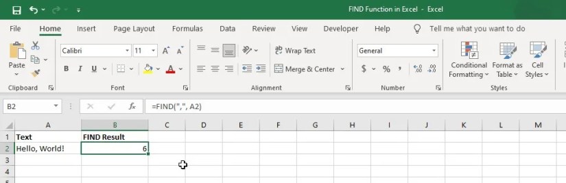 Finding the position of a specific character with the FIND function