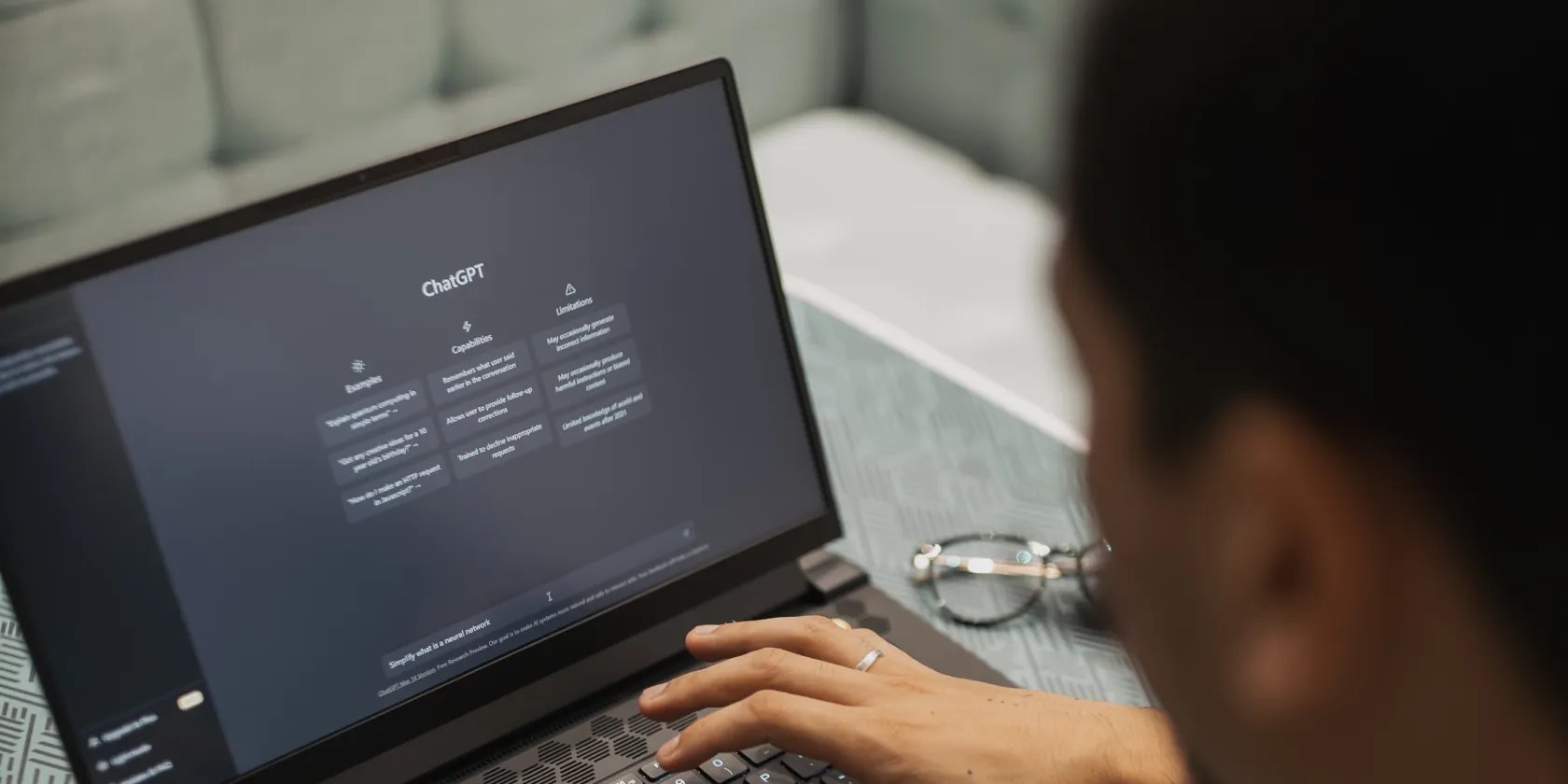 A person typing a request into ChatGPT’s interface
