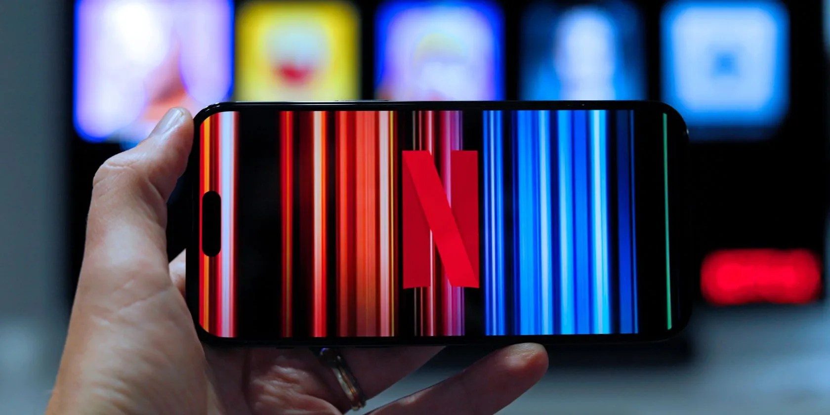 iPhone display with Netflix logo on the screen