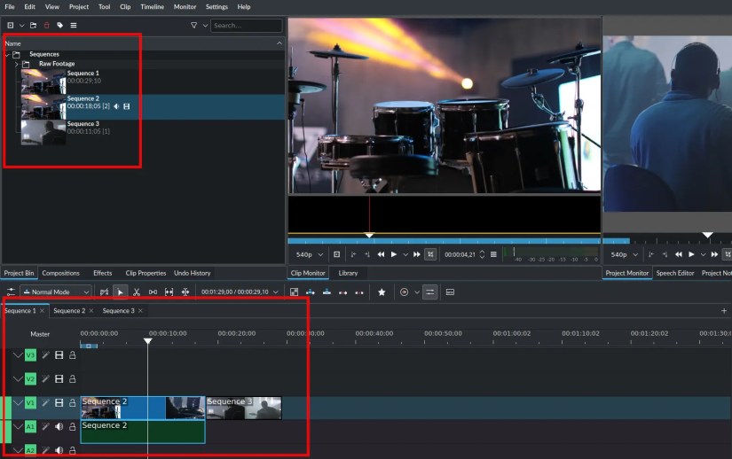 kdenlive nested timelines example