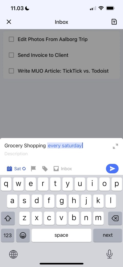 Recurring Task in TickTick Screenshot
