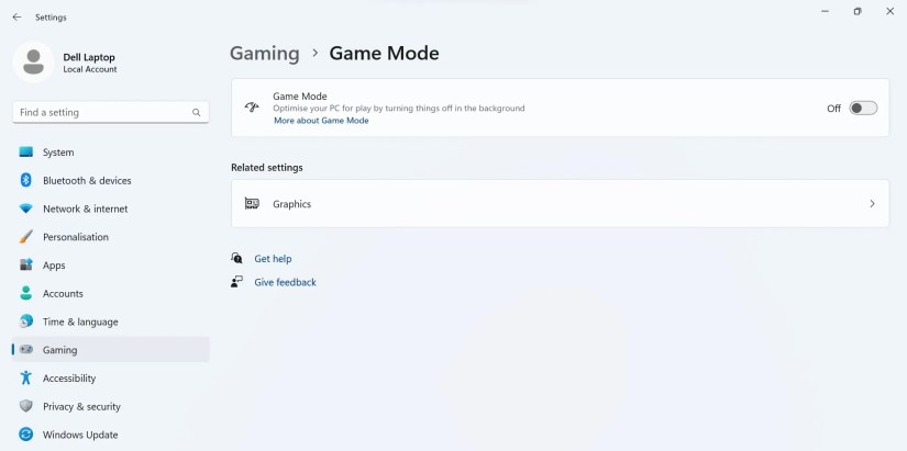 Turn Off the Game Mode From Game Mode Settings in Windows Settings App