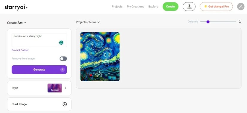 An AI image generated using Starry AI